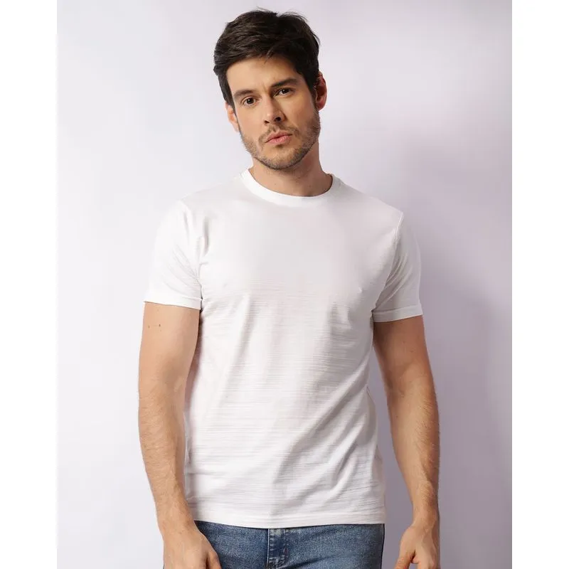 Camiseta Masculina Básica Mesclada Branca M