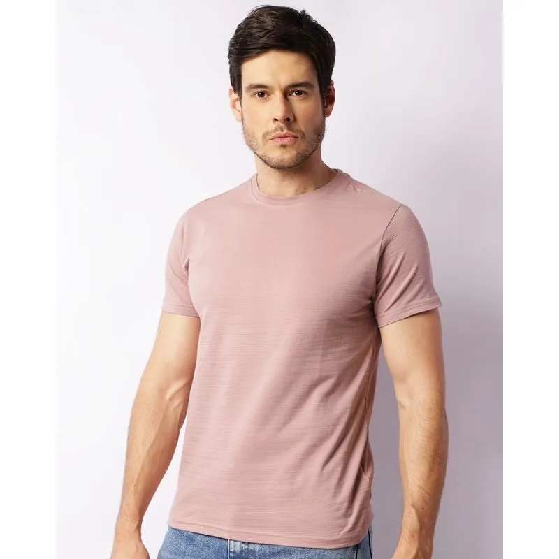 Camiseta Masculina Básica Mesclada Rosa GG
