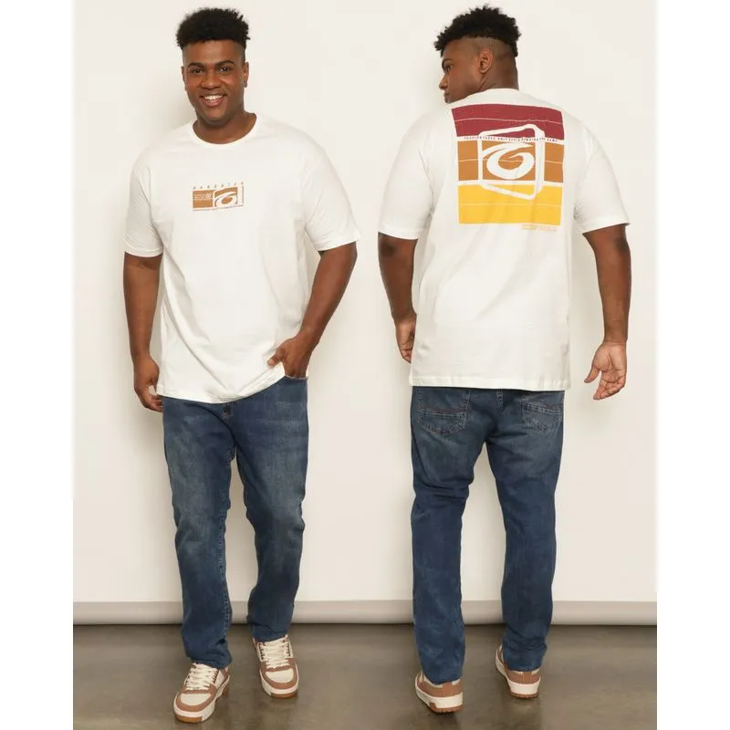 Camiseta Plus Size Masculina Gangster Manga Curta Off White G2