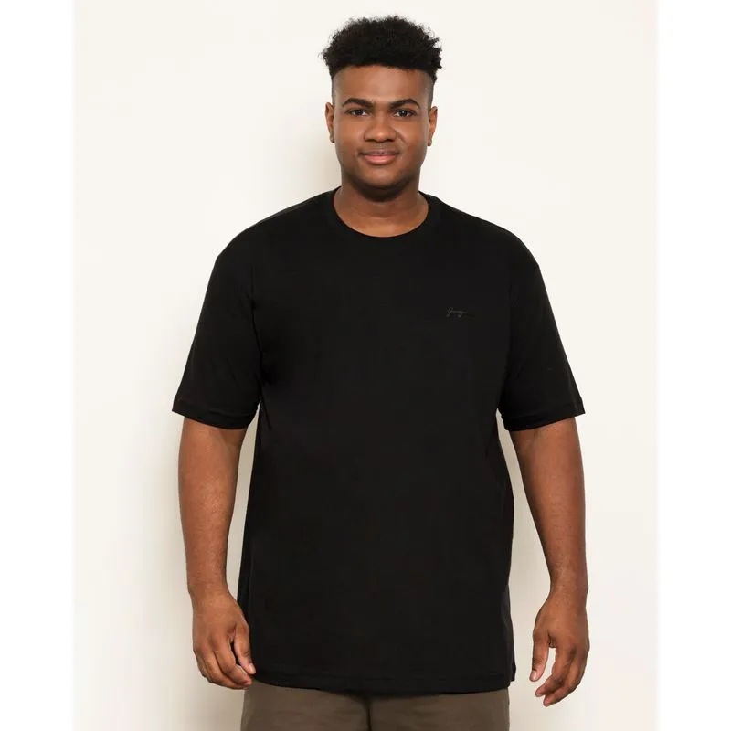 Camiseta Plus Size Masculina Gangster Aplicação Manga Curta Preta G3