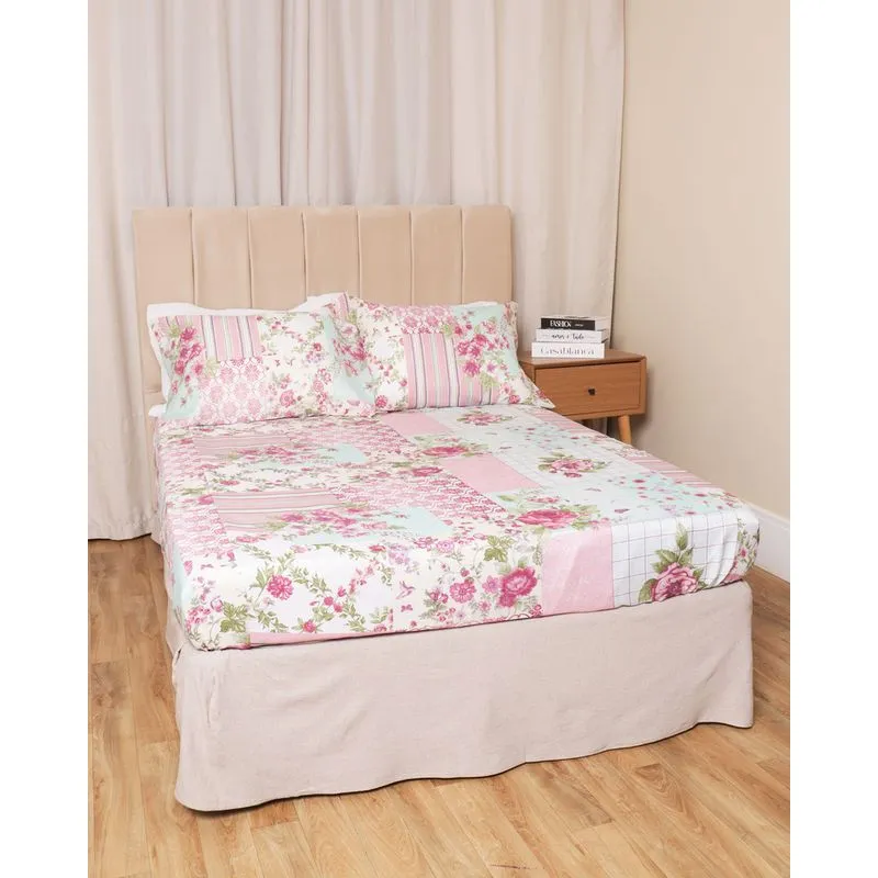 Jogo De Cama King 3 Peças Arte E Cazza Estampa Floral Rosa UN
