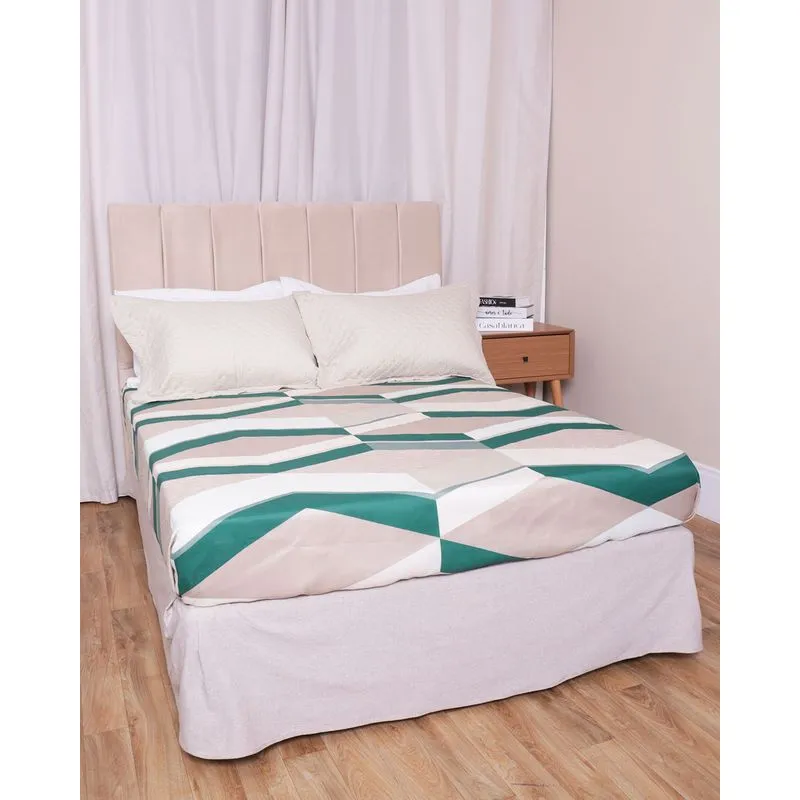Lençol Avulso King Arte & Cazza Com Elastico Estampa Geométrica Verde UN