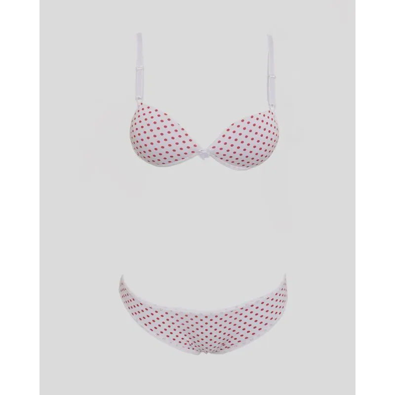 Conjunto Lingerie Juvenil Com Bojo Poá Branco 12