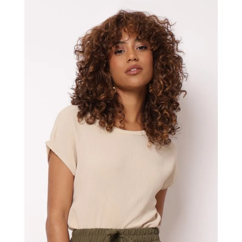 Blusa Feminina Manga Curta Dunas Bege P