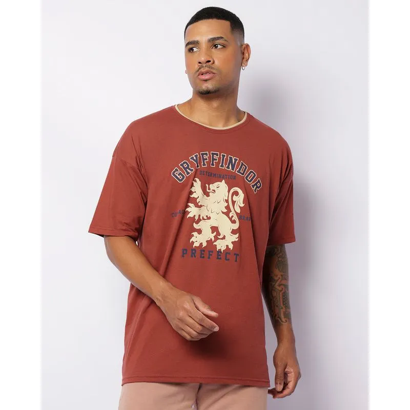 Camiseta Masculina Warner Harry Potter Gryffindor Manga Curta Marrom GG