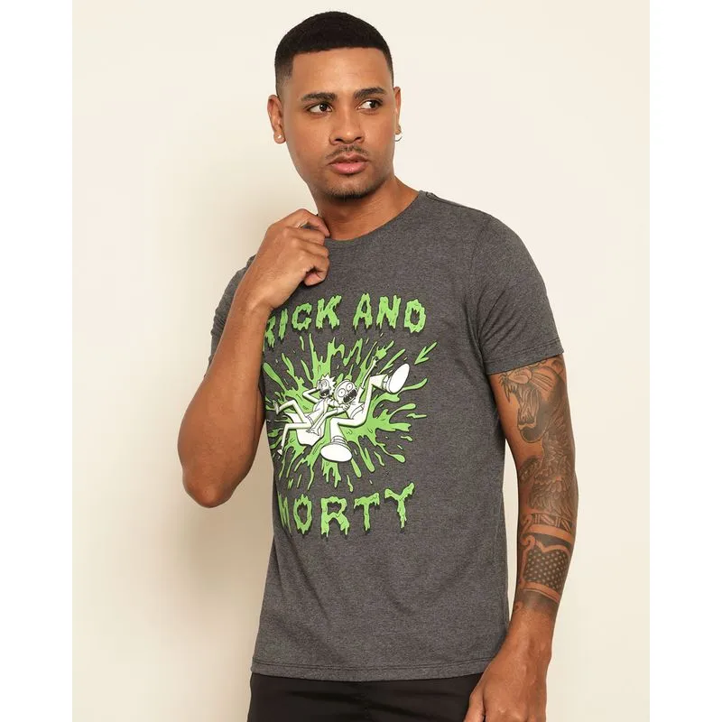Camiseta Masculina Warner Rick And Morty Manga Curta Cinza P