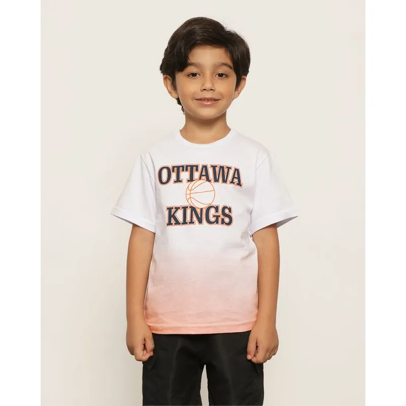 Camiseta Infantil Estampa Ottawa Kings Manga Curta Branca 4