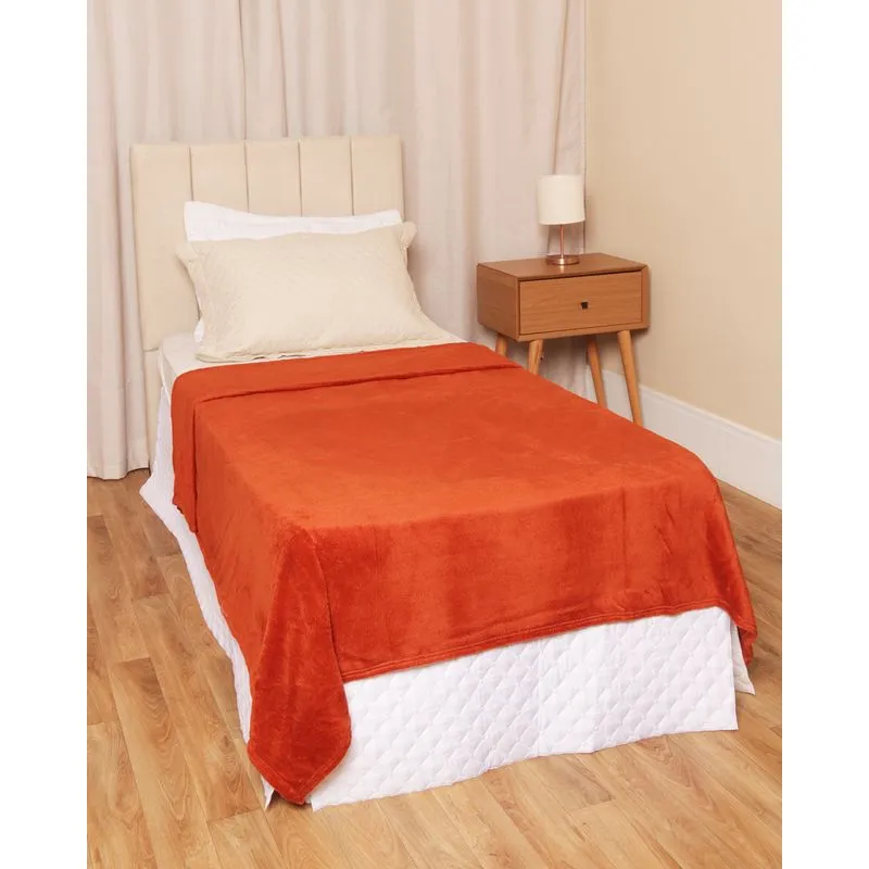 Manta Solteiro Andreza Fleece Ultra Soft Terracota UN