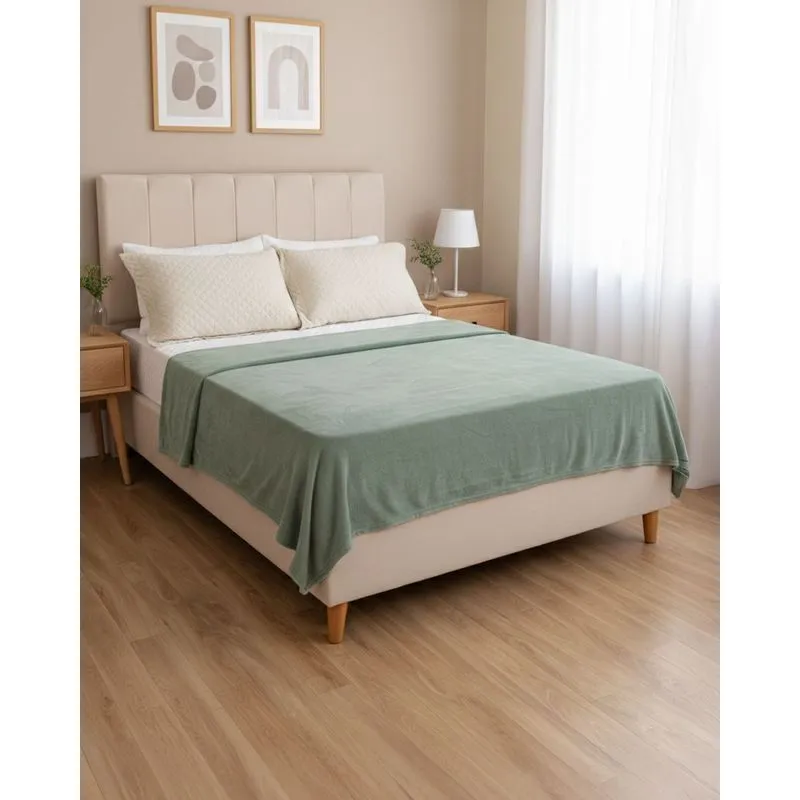 Manta Queen Andreza 220cm x 240cm Fleece Ultra Soft Verde UN