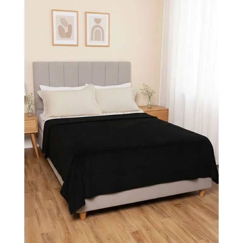 Manta Casal Fleece Andreza Lisa Preta UN