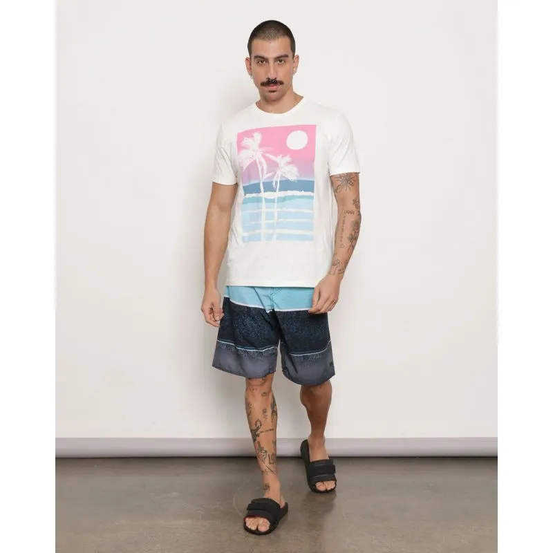 Bermuda Masculina Gangster Reta Estampada Azul 46