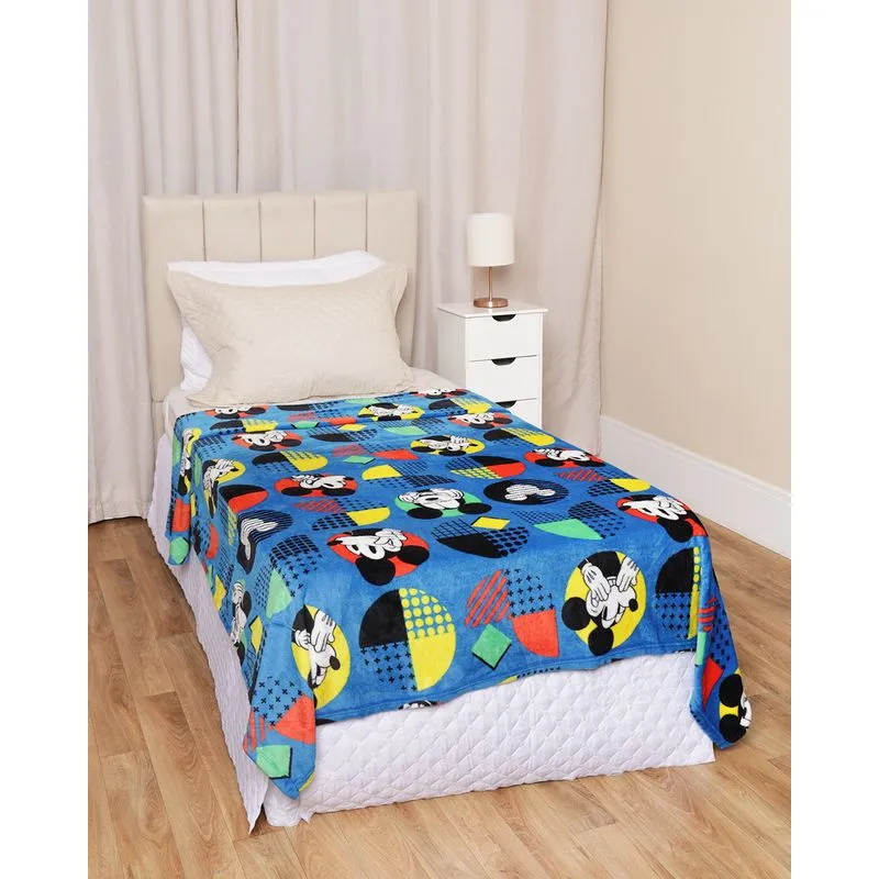 Manta Infantil Flannel Estampa Disney Mickey Azul UN