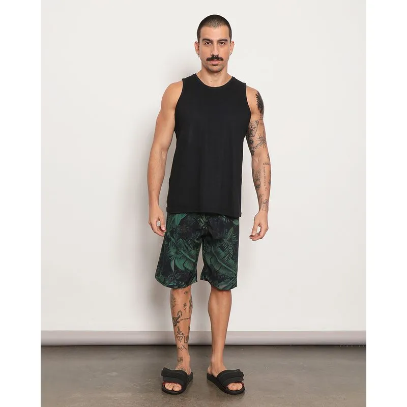 Bermuda Masculina Curta Estampada Folhagem Verde 38