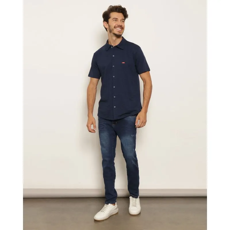 Calça Jeans Masculina Slim Com Puídos Azul 38