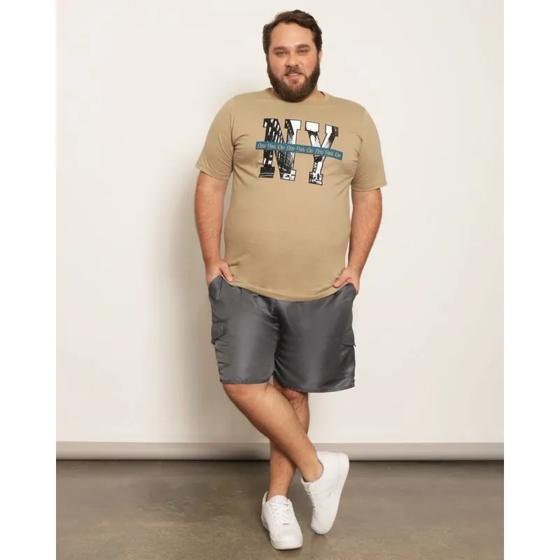 Bermuda Plus Size Masculina Reta Bolso Cargo Cinza G1