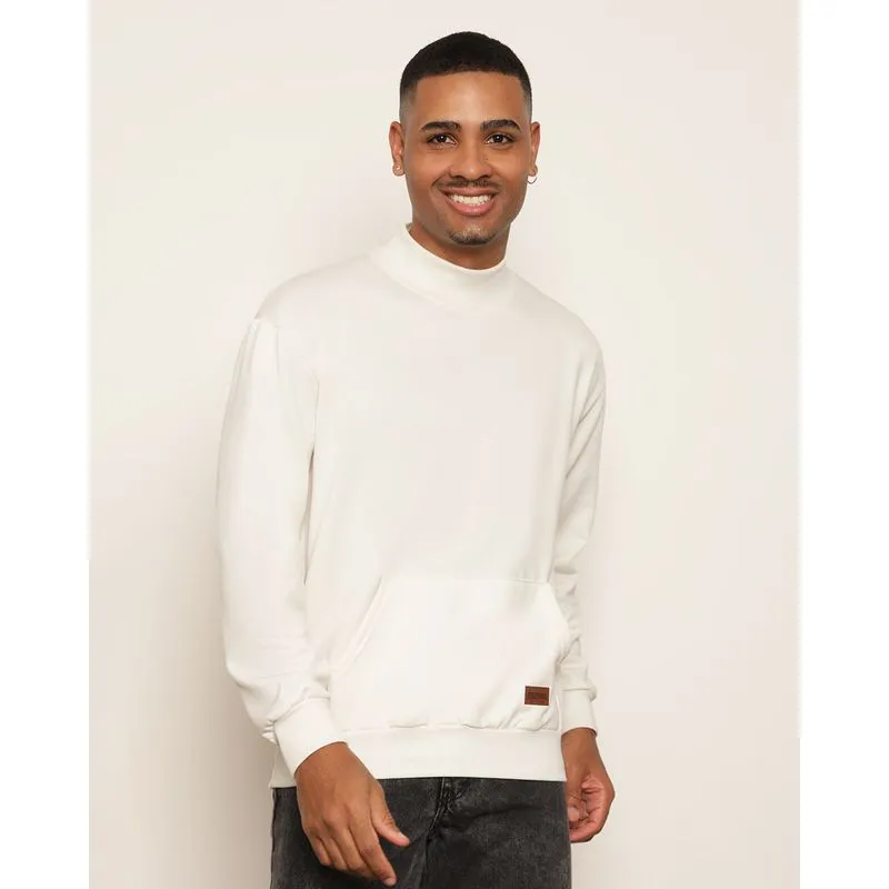 Blusão Moletom Masculino Peluciado Gola Alta Com Bolso Canguru Off White G