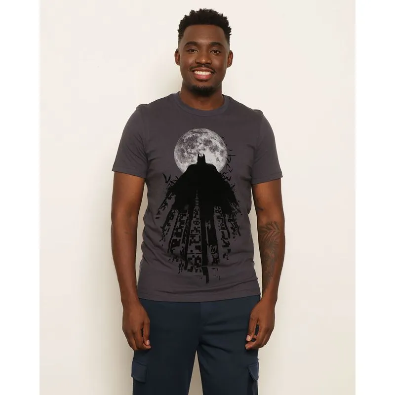 Camiseta Masculina Dc Comics Batman Manga Curta Cinza M