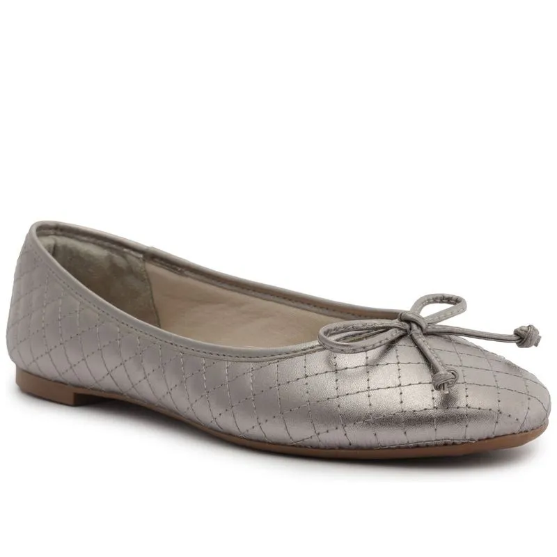 Sapatilha Prata Matelassê Bico Redondo Laço 03762 Arezzo ECO METAL F - PRATA VELHO - 34