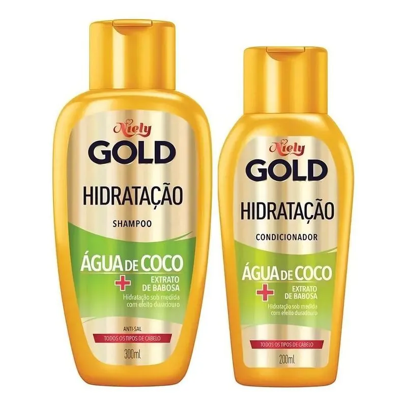 10x Niely Gold Água De Coco Shampoo 300ml Condicionador 200