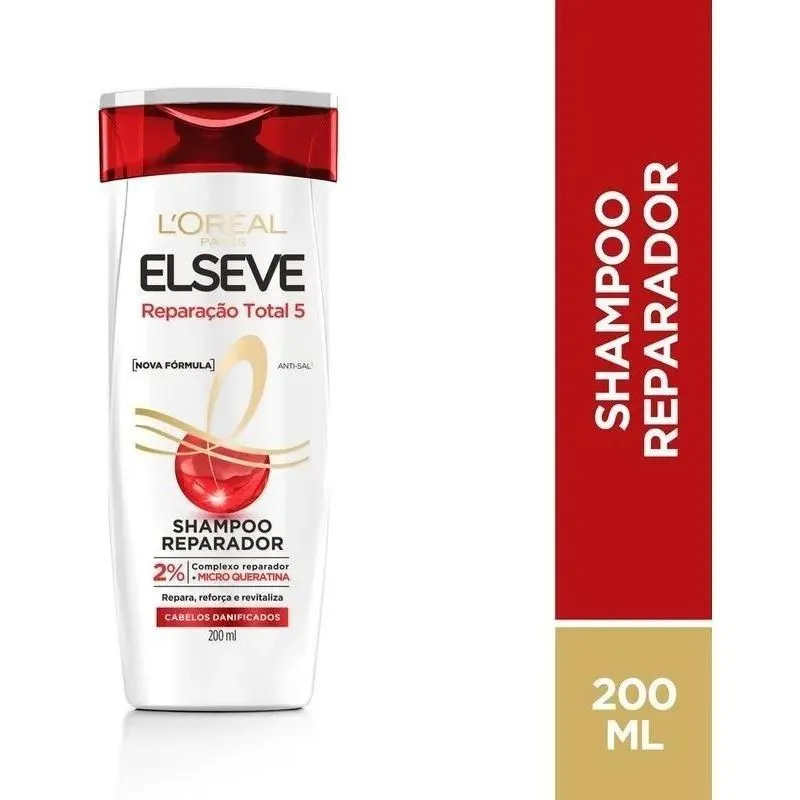 10x Shampoo Reparação Total 5 Elseve 200ml L'oréal Paris