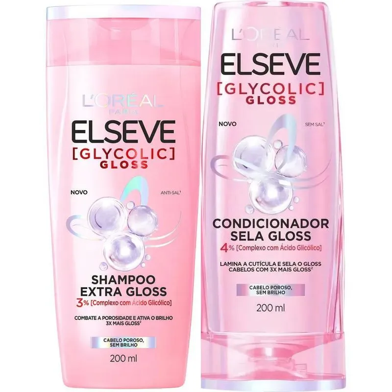 10x Kit Shampoo E Condicionador Elseve Glycolic Gloss 200ml