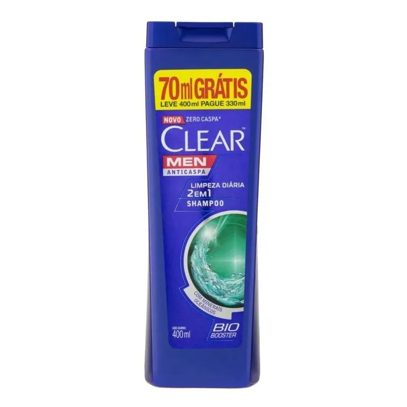 10x Shampoo Clear Men Anticaspa 2 Em1 Limpeza Diária 400ml
