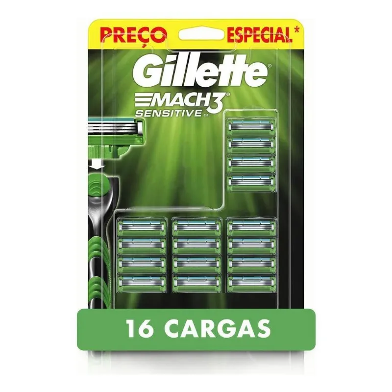 10x Carga Aparelho De Barbear Gillette Mach3 Sensitive Com