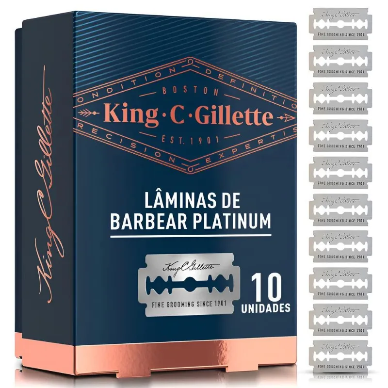 10x Lâminas De Barbear King C.gillette 10 Unidades
