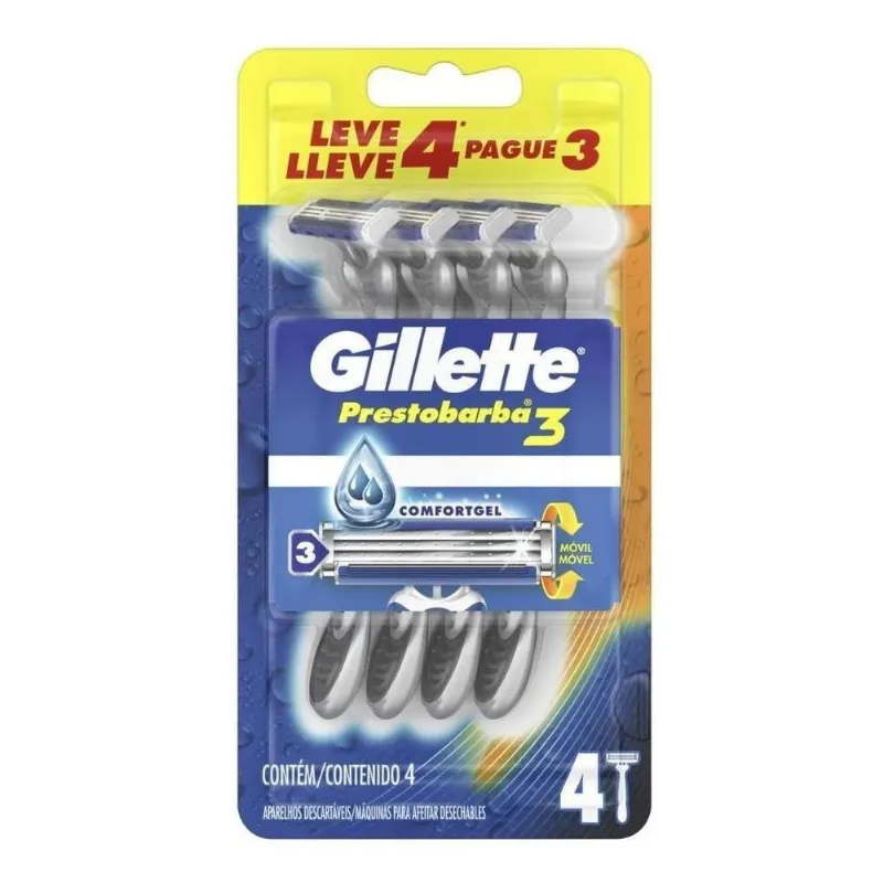 10x Gillette Prestobarba 3 Aparelho De Barbear Descartável