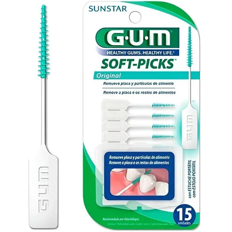 5x Escova Interdental Gum Soft Picks Com 15 Unidades