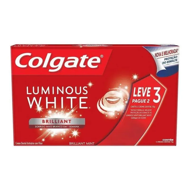 5x Creme Dental Colgate Luminous White Brilliant Mint 70g