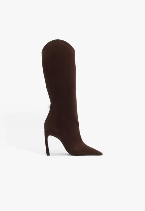 Maryana Sculpt Suede Boot 7.5 / Dark Chocolate / Nubuck