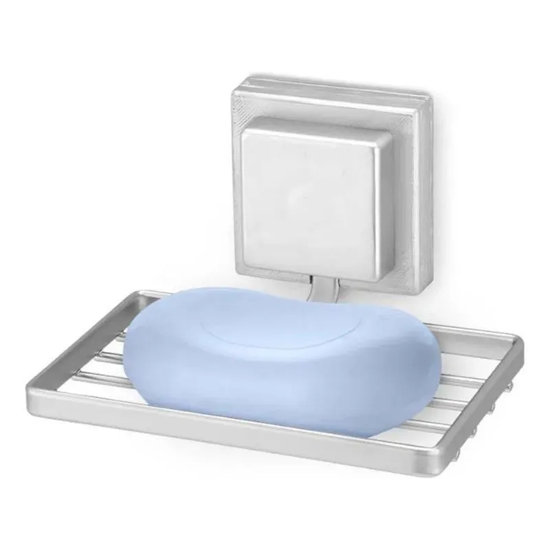 2x Porta Sabonete Aço Inox De Parede Com Adesivo 3m Cor Cr