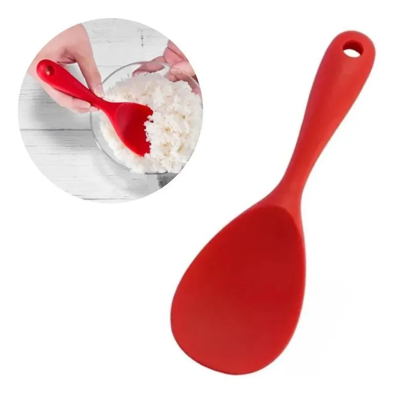 2x Colher Revestida Em Silicone Rígida Servir Arroz Alimen