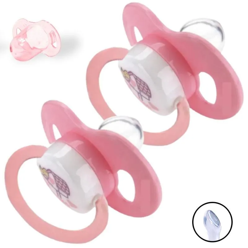 2 Chupetas Bebê Bico Silicone C Proteção 0-6m Menino Menina