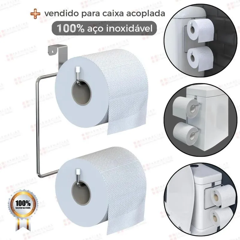 2x Suporte Duplo Porta Papel Higienico Caixa Acoplada Priv