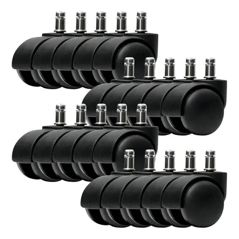 2x Kit 20 Rodízios Rodinha 50mm Cadeira Escritório Giratór