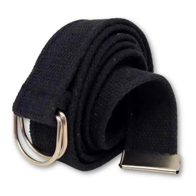 2x Cinto De Lona Com Fivela Meia Argola Cor Preto Tamanho