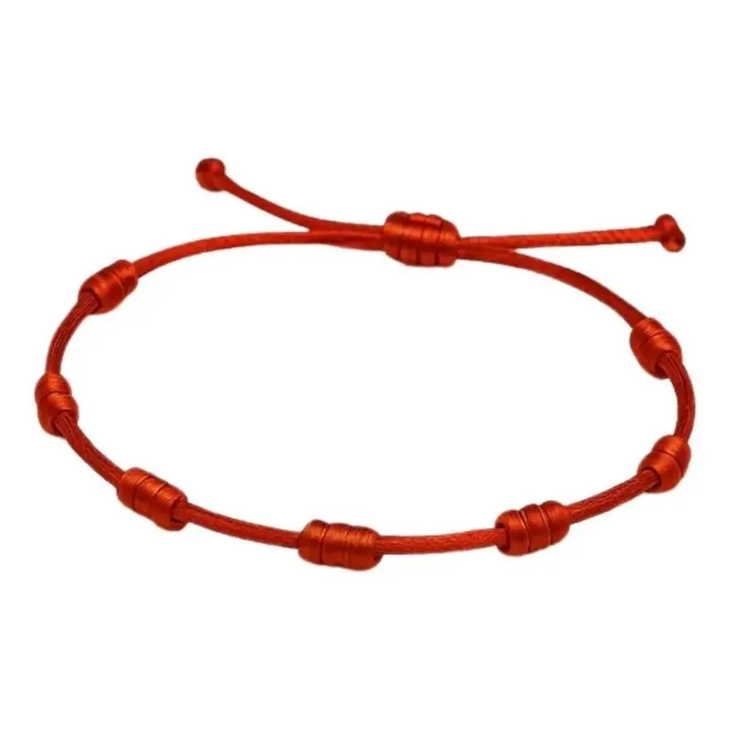 2x Kit 2 Pulseiras Vermelhas 7 Nós Ajustáveis Em Seda Prot