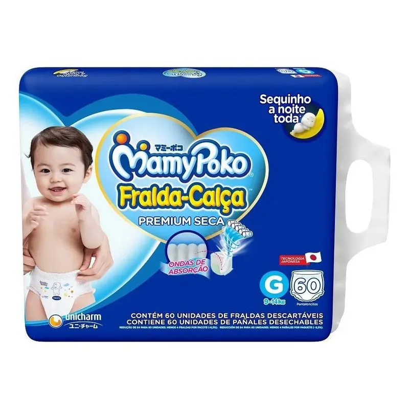 5x Fraldas Mamypoko Super Seca Calça G X 60 Unidades