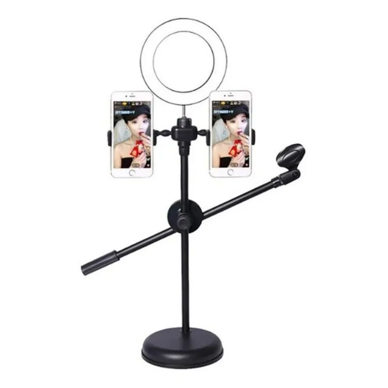 Ring Light 16cm Iluminação Suporte Para Celular Microfone