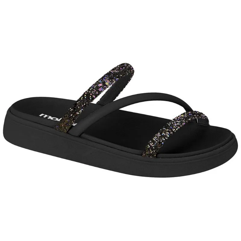 Chinelo Flatform Tira Tripla Multi Preto Moleca 5469.121 40