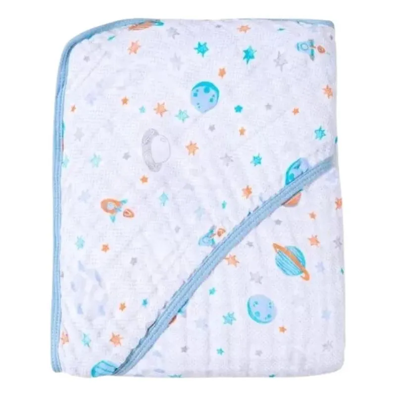 Toalha Banho Infantil Bebê Soft Capuz Fralda Algodão Planeta