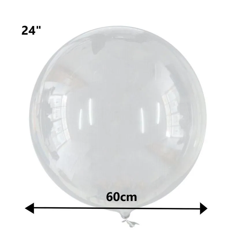 50 Unidades Balão Bubble 24 Polegadas Silicone Transparente