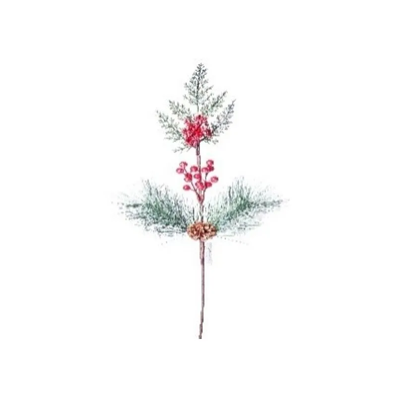 HASTE NATAL BERRYS FOLHAGEM 70CM JUMBO