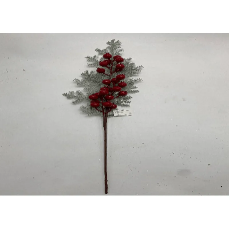 HASTE NATAL FOLHAGEM BERRY NEVADO 70CM JUMBO