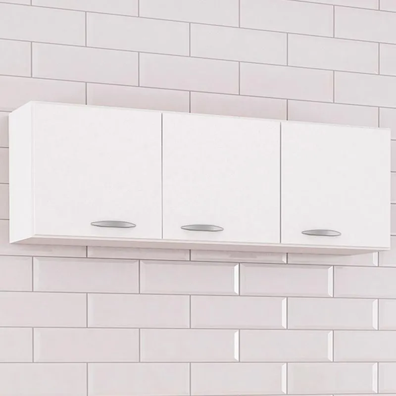 Armario Aereo 3 Portas 120 Cm 843 Branco Poqq Branco