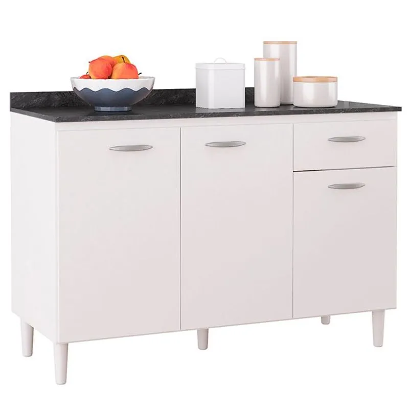 Balcao Com Tampo 120 cm 3 Portas Branco poqq
