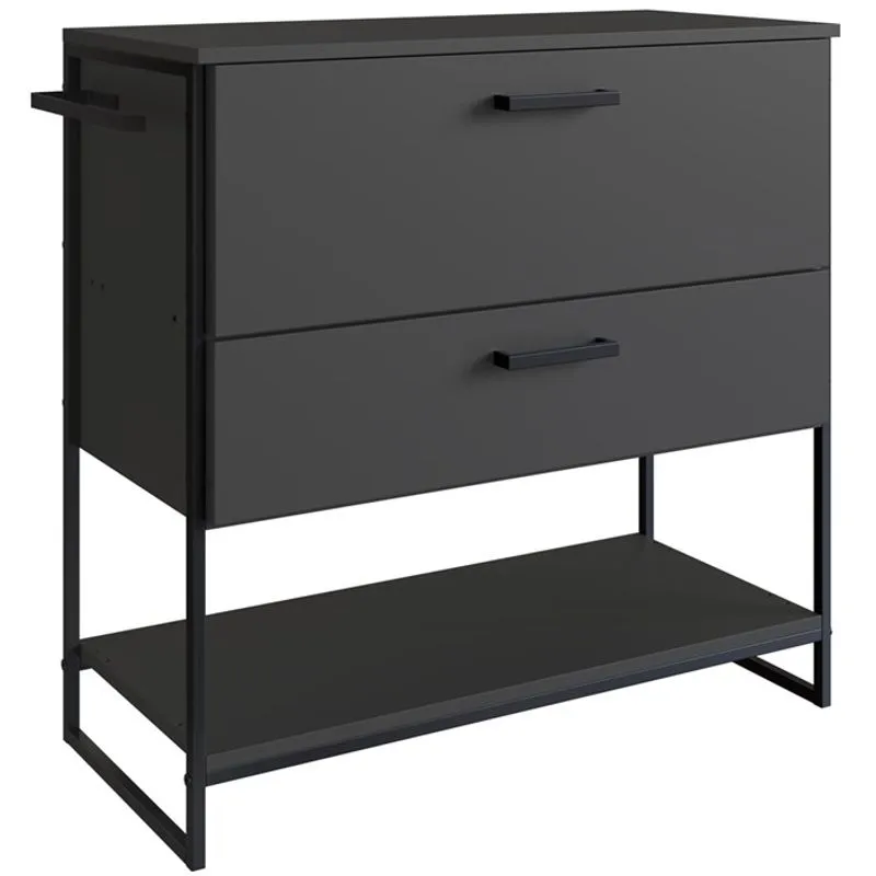 Gabinete Banheiro Industrial 80 Cm 1028 Grafite Aço Preto Pp