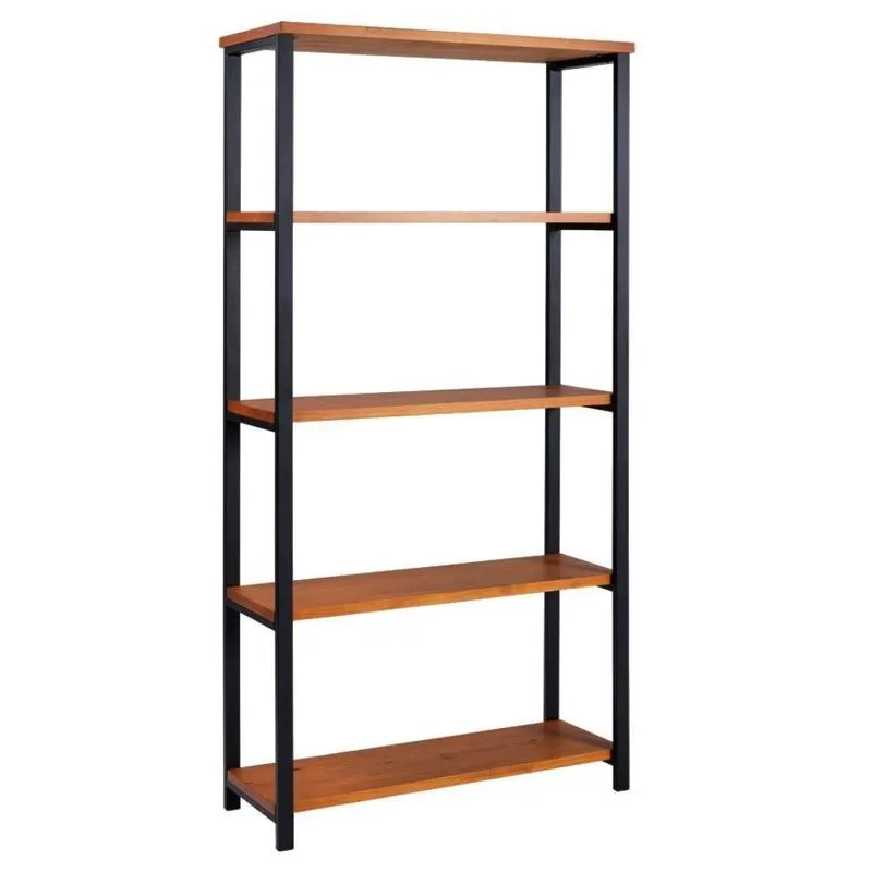 Estante Estilo Industrial Aço Preto I12 Mell Madeira Taeda Dmobiliario Mell